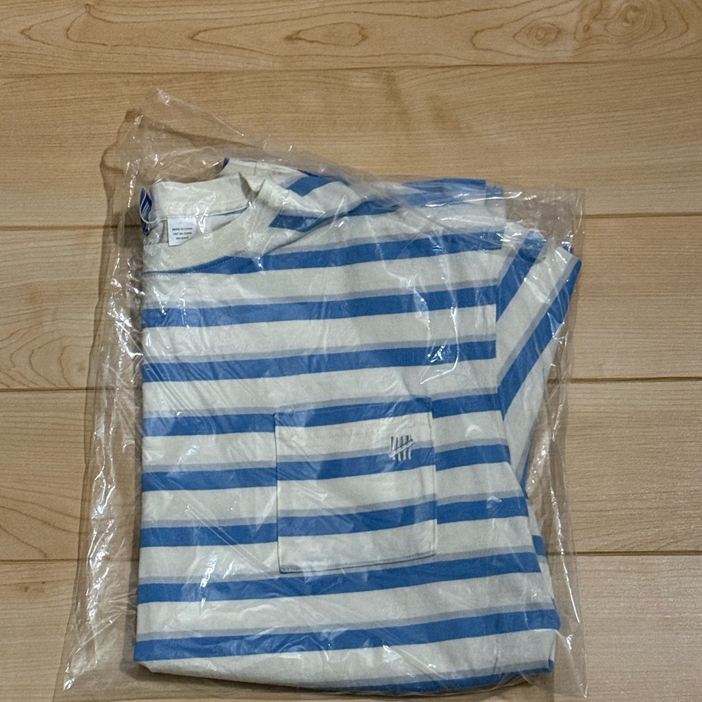 Undefeated Blue and White Stripe short sleeve tee